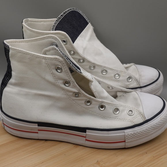 Converse Shoes Womens 10 Chuck Taylor All Star High Top White Denim A03961C Flaw - Picture 4 of 11